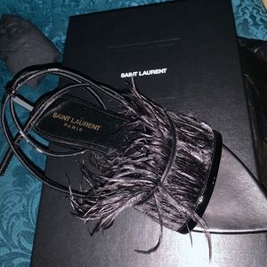 Brand New YSL flats with Feathers